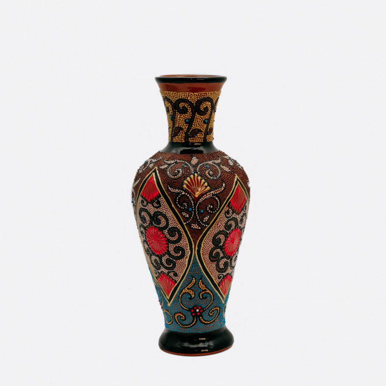 Unique handmade vase from Rishtan (Uzbekistan), 30 cm, drip technique